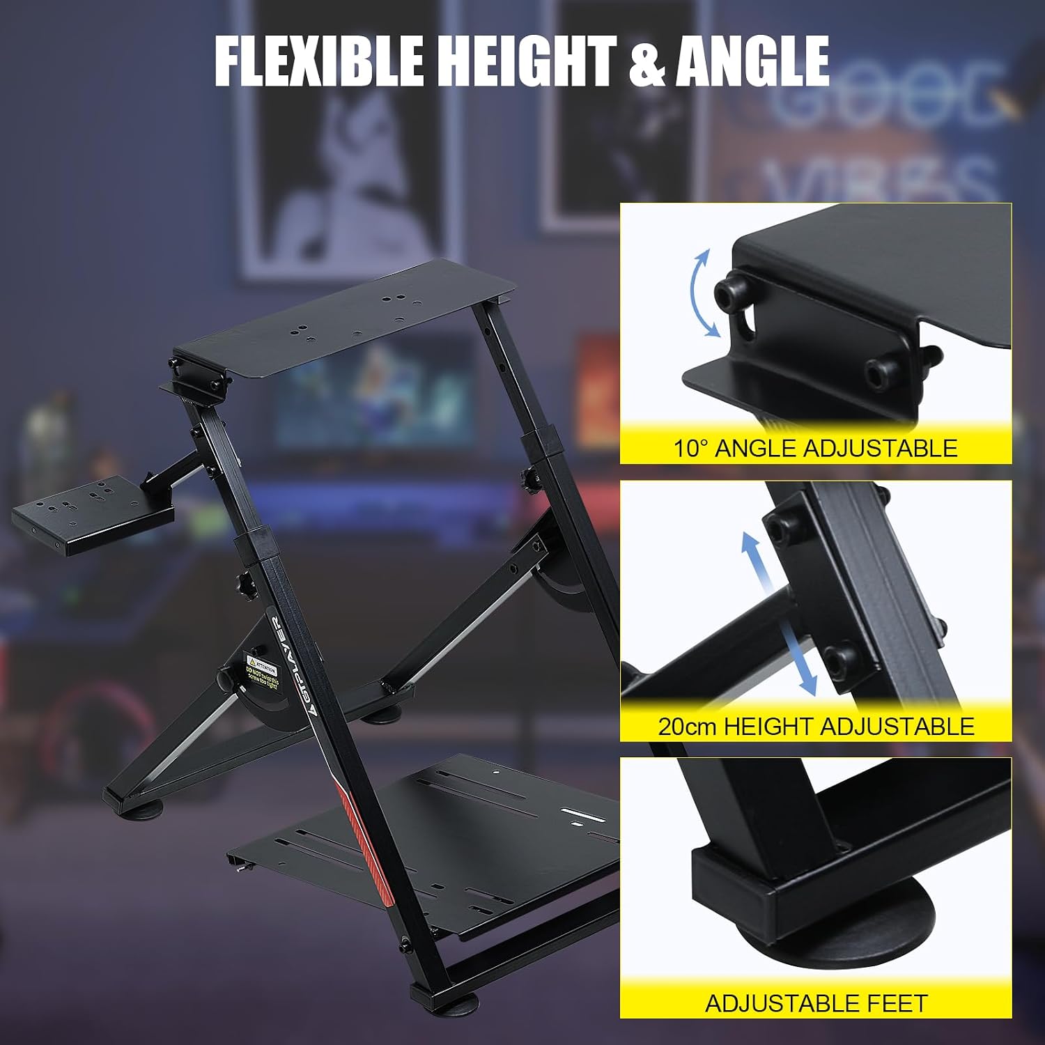 Detalle 2 de GTPLAYER DF-GT-S04 Steering Wheel Stand with Adjustable Height and Tilt