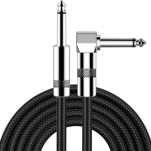 Detalle de New Bee Instrumentenkabel 3 m – 1/4'' Klinke, Gerade und Winkel, für Gitarre, Bass, Keyboard, Pro Audio
