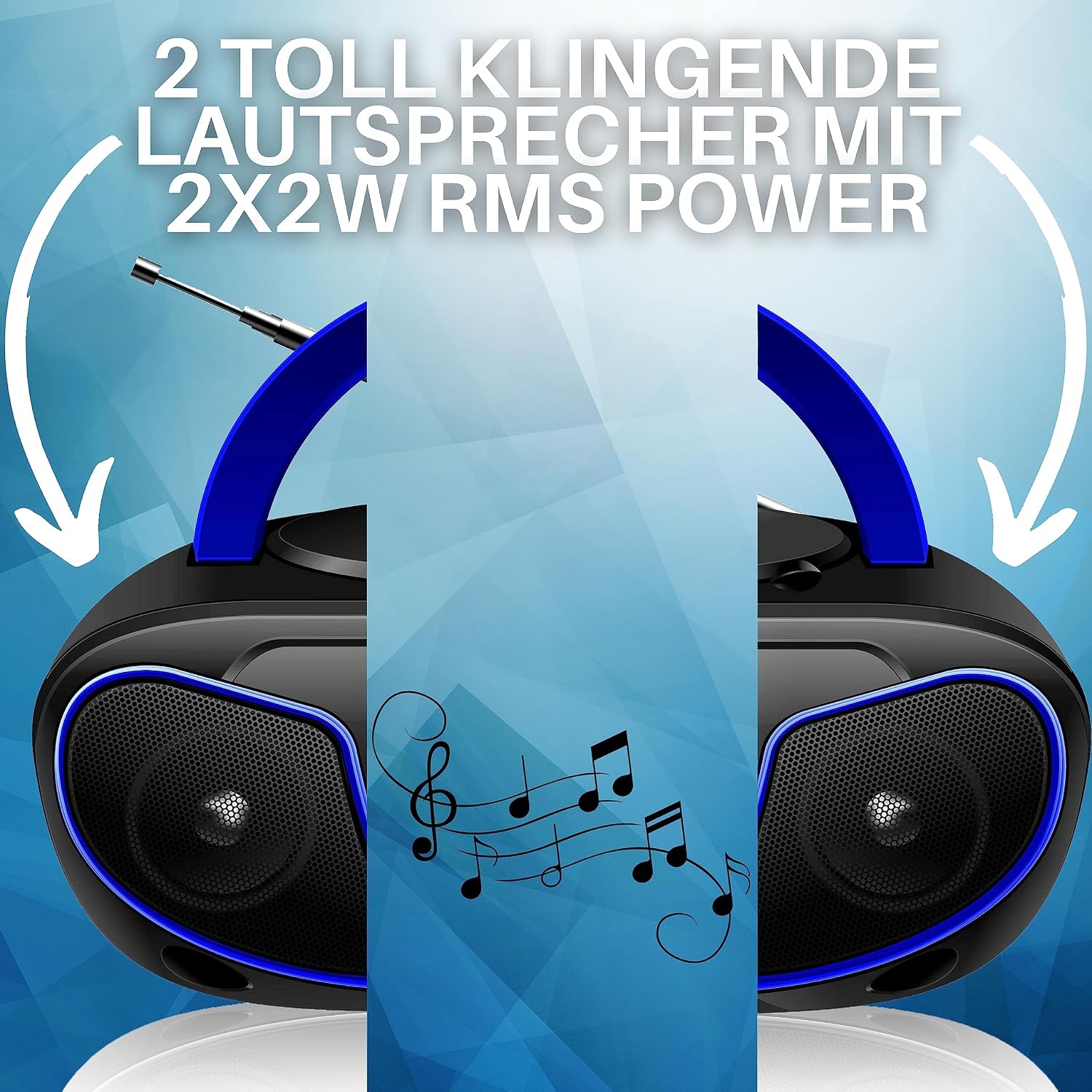 Detalle de ecosa 1 draagbare cd-speler met FM-radio, USB en AUX-ingang