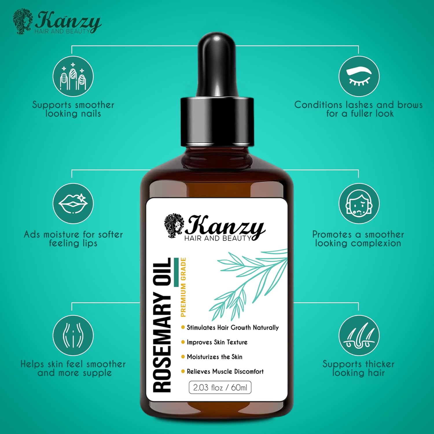Detalle 2 de Kanzy Rosmarinöl Haarpflege 60ml