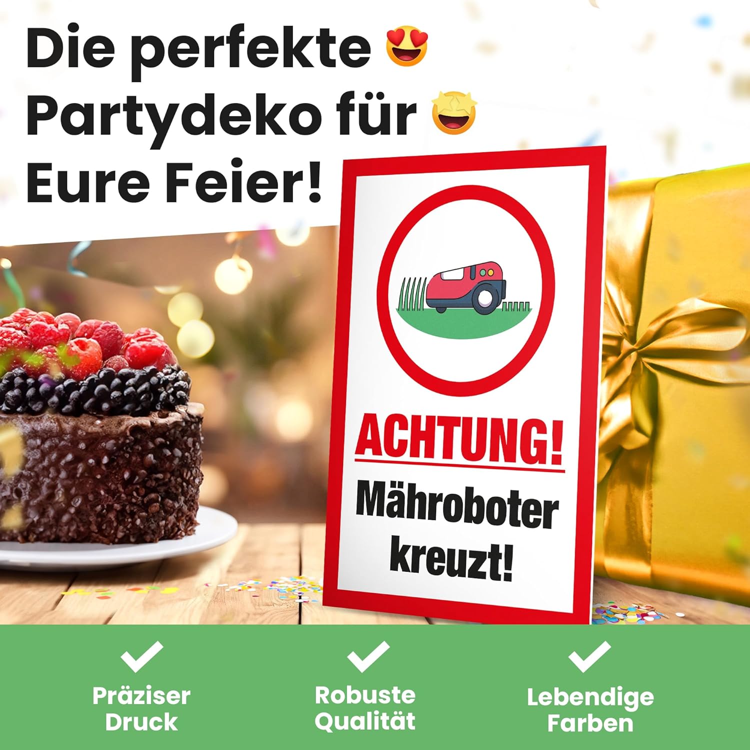 Thumbnail 3 de DankeDir! Mähroboter kreuzt – Schild 30x20 cm, wetterfestes Gartenschild