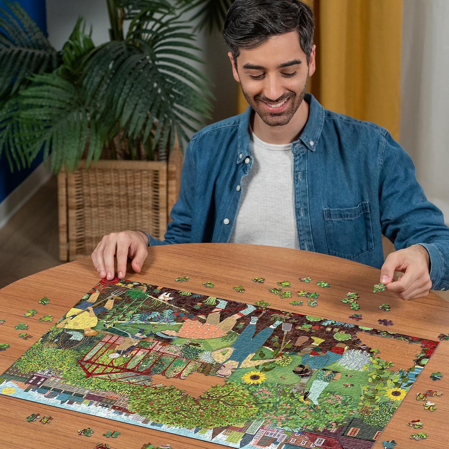 Detalle 2 de Ravensburger Community Allotment 1000-Piece Jigsaw Puzzle by Angela Holland (70 x 50cm) – Gardening Scene for Adults