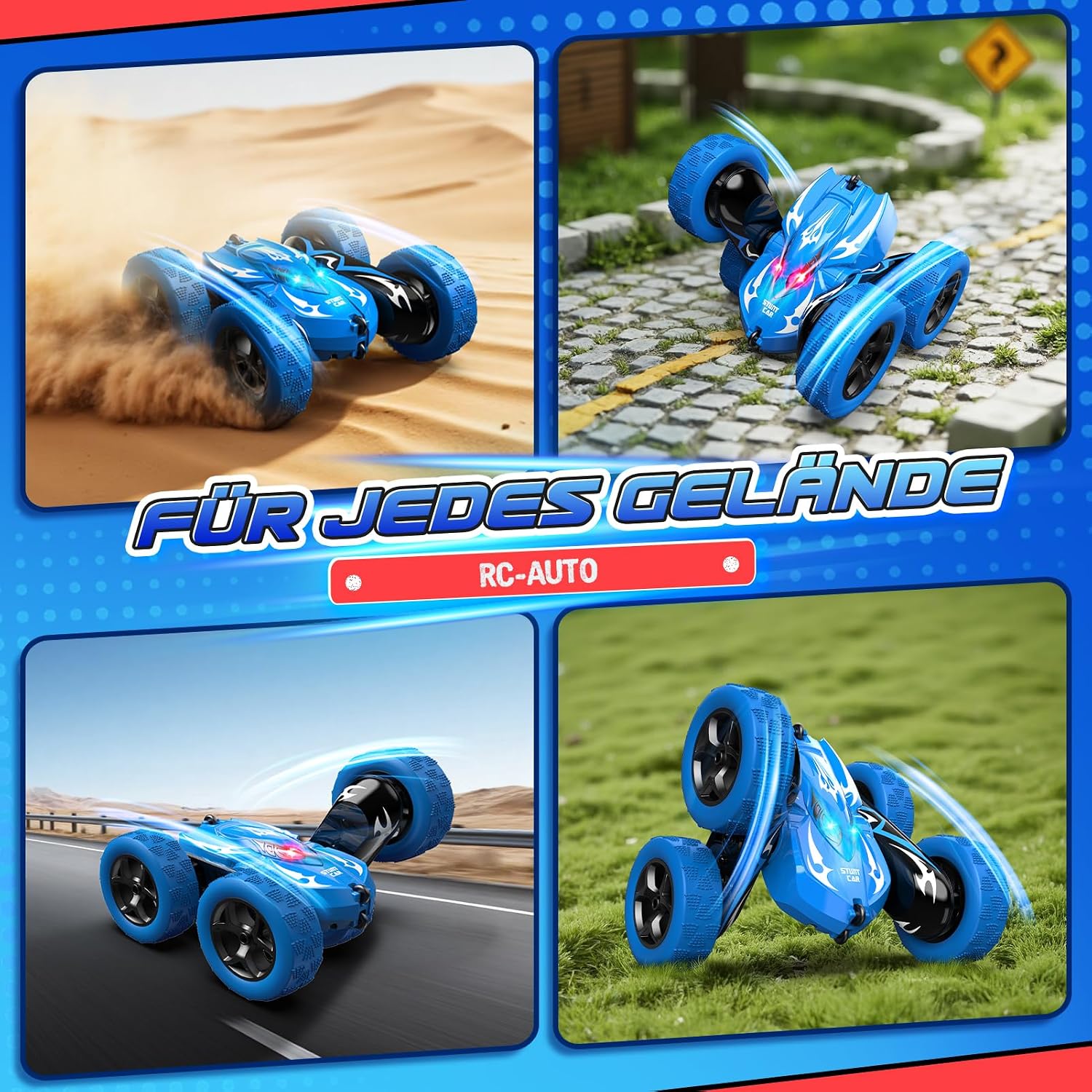 Detalle de HappyGoLucky Ferngesteuertes 4WD Monster Truck Auto ab 3–8 Jahre – 360° RC Auto für draußen