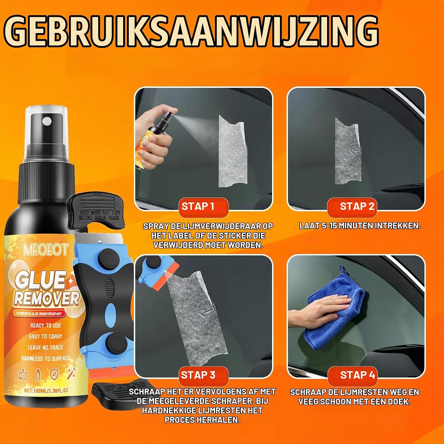 Detalle de Meoeot H003 lijmverwijderaar met schraper, 100 ml