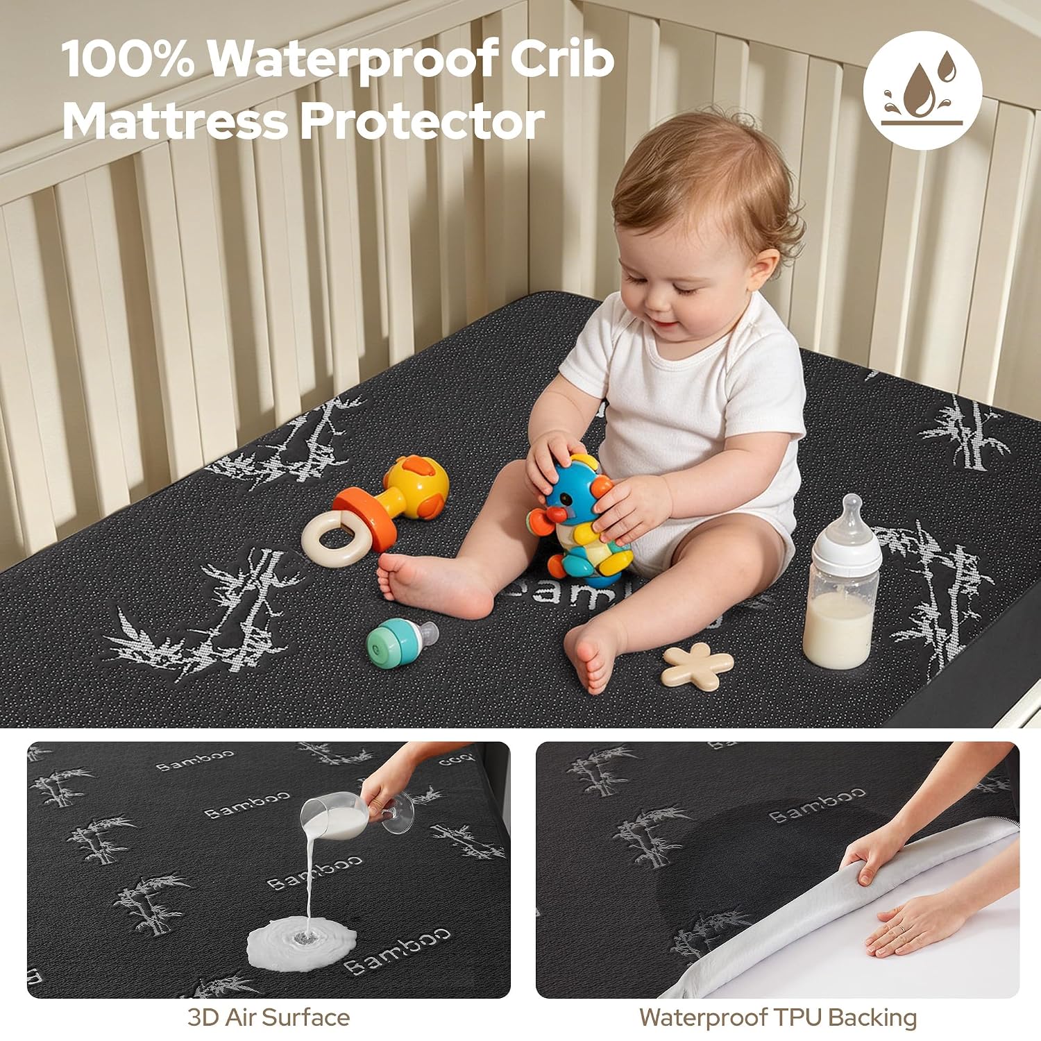 Detalle 2 de BEDLORE Crib Mattress Protector, 2-Pack
