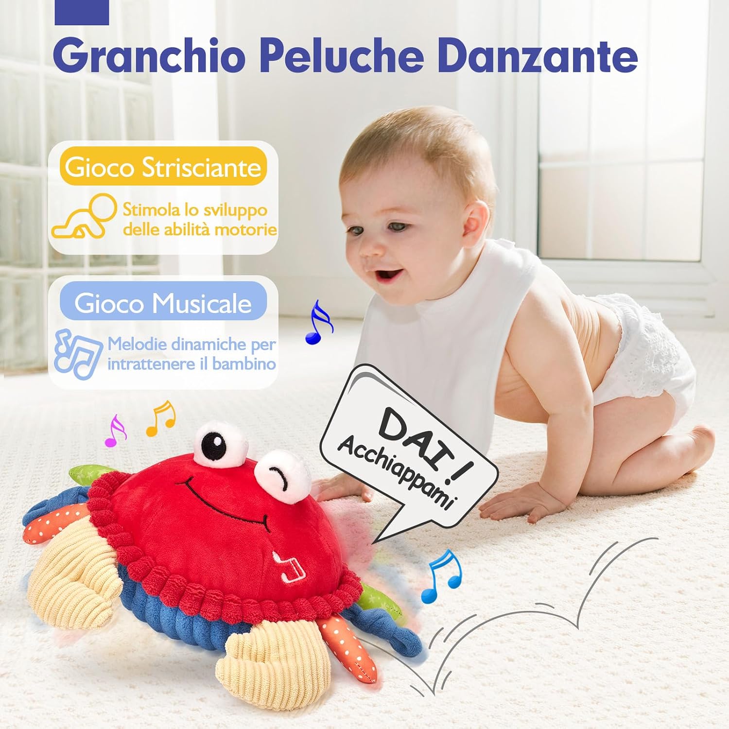 Detalle de hahaland Giochi Neonato 6 Mesi Granchio Interattivo Peluche Musicale