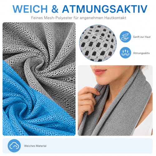 Detalle de Healeved 2er Kühlhandtuch – Schnelltrocknendes Sporthandtuch für Fitness