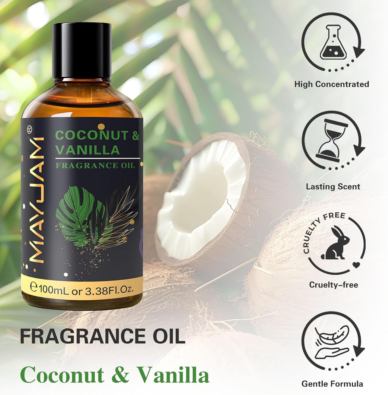 Detalle de MAYJAM Coconut & Vanilla Fragrance Oil for Diffusers, 100ML