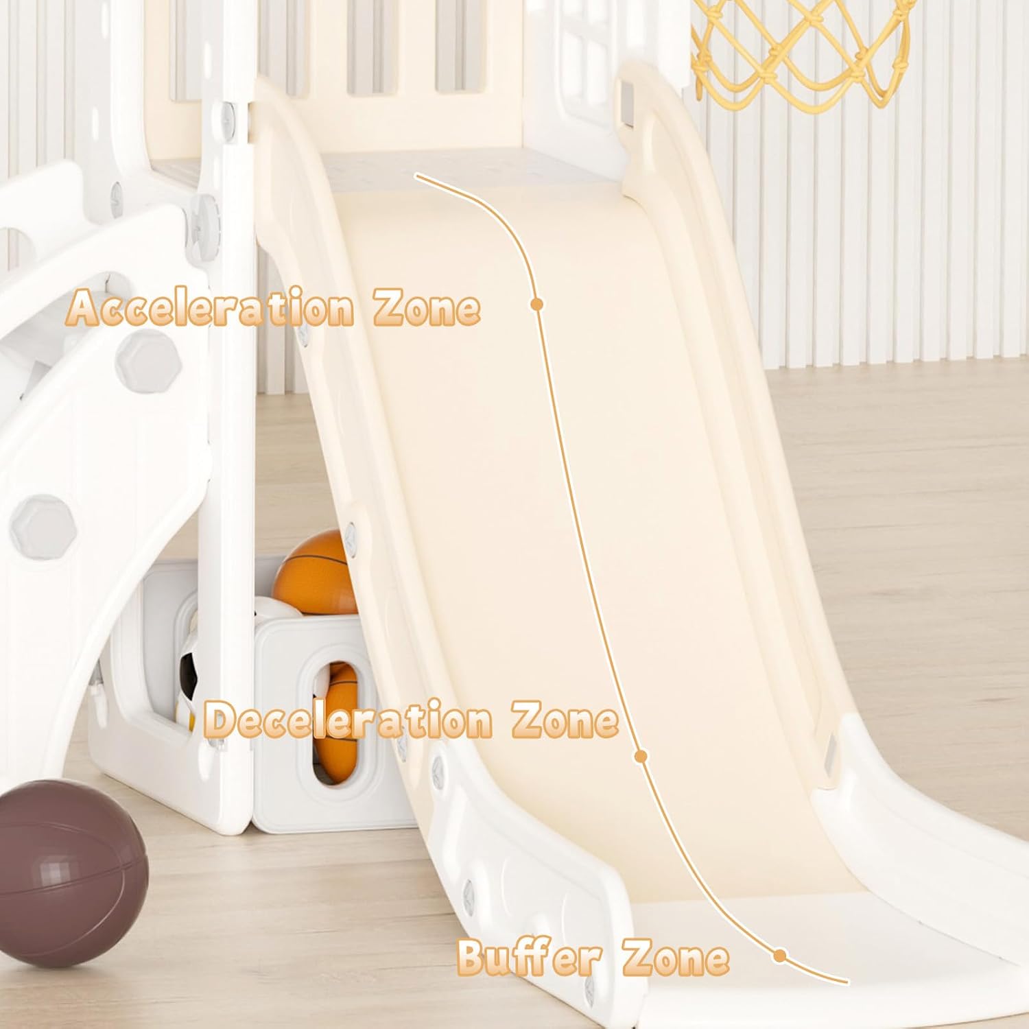 Detalle 2 de XJD 5-in-1 Toddler Slide with Basketball Hoop, Storage, and Telescope