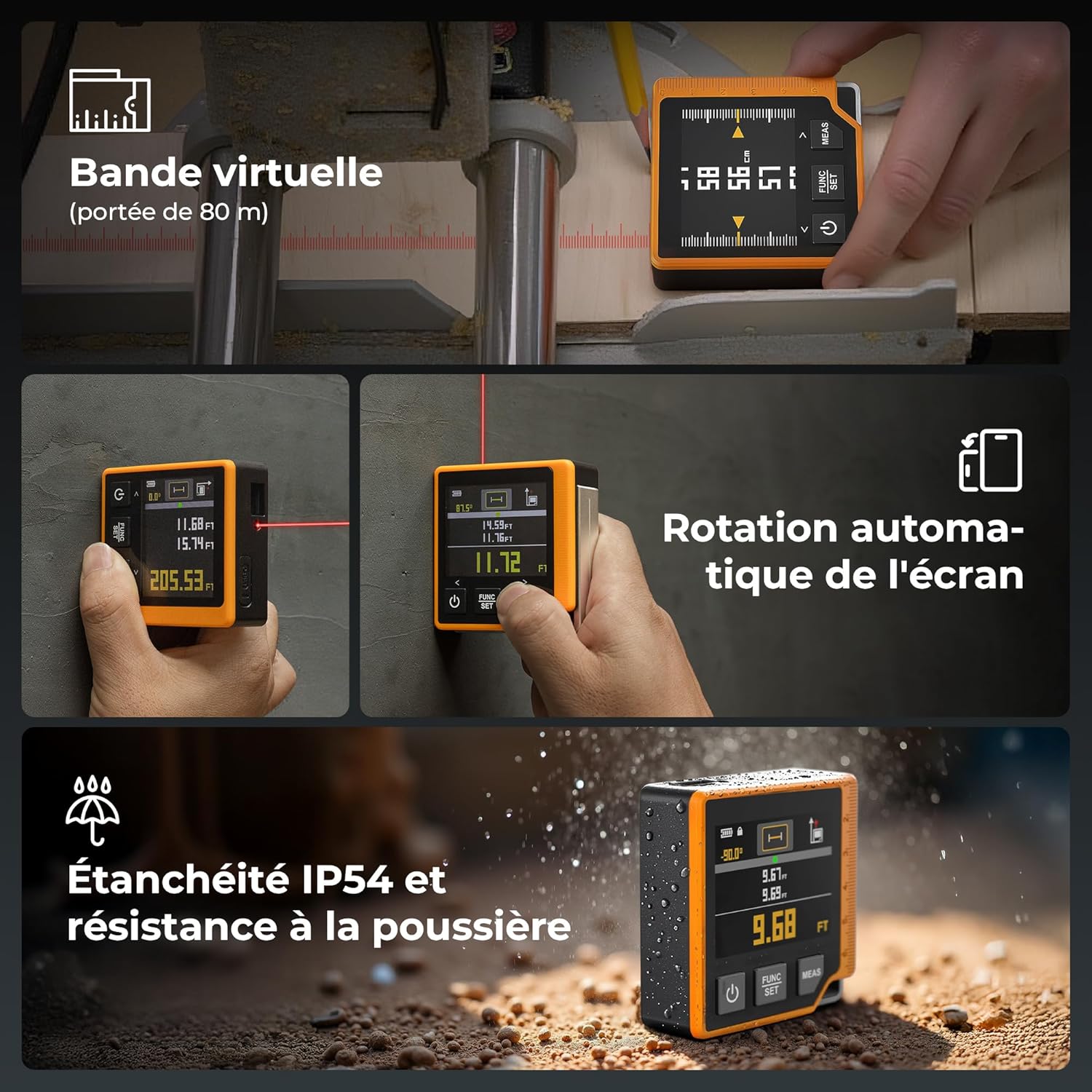 Thumbnail 5 de CIGMAN CD80 – Télémètre Laser 3-en-1, 80 m, écran LCD rétroéclairé, USB-C