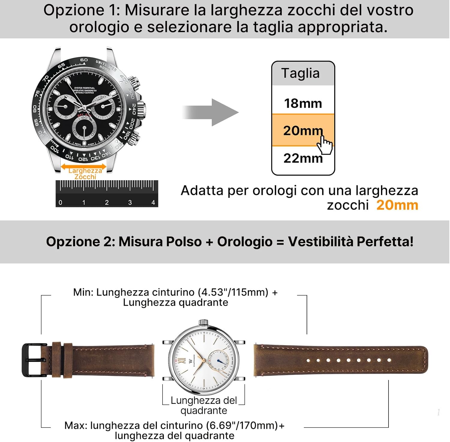 Thumbnail 3 de Fullmosa Vera Pelle cinturino 20 mm con sgancio rapido per smartwatch Samsung Galaxy Watch 7/6/5/4 (2 pezzi) Caffè&Nero