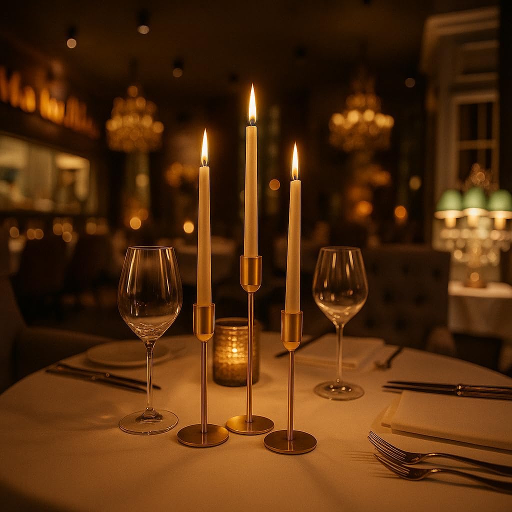 Thumbnail 5 de Alcohu 3er Set goldene Kerzenständer aus Metall für Stabkerzen (Ø 2,2 cm) – Vintage für Tisch & Kamin