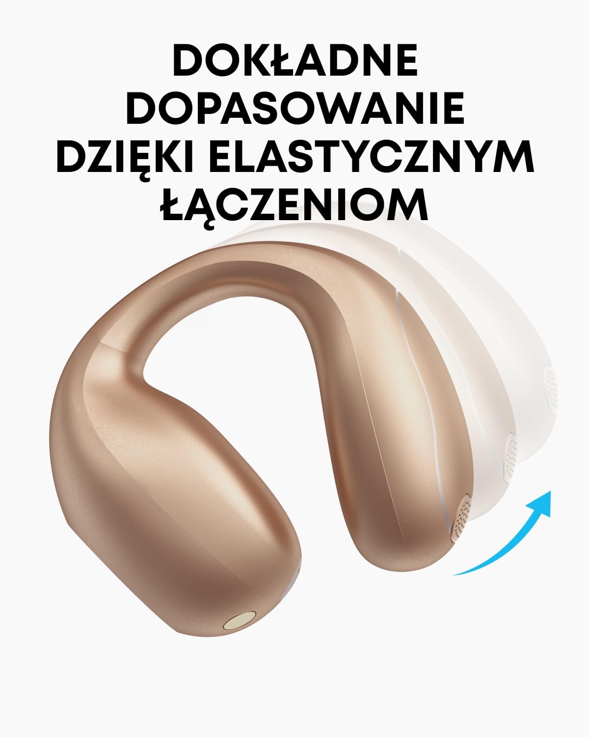 Detalle de Soundcore C40i złote słuchawki otwarte z klipsem, Bluetooth 5.4 i 21 godz.