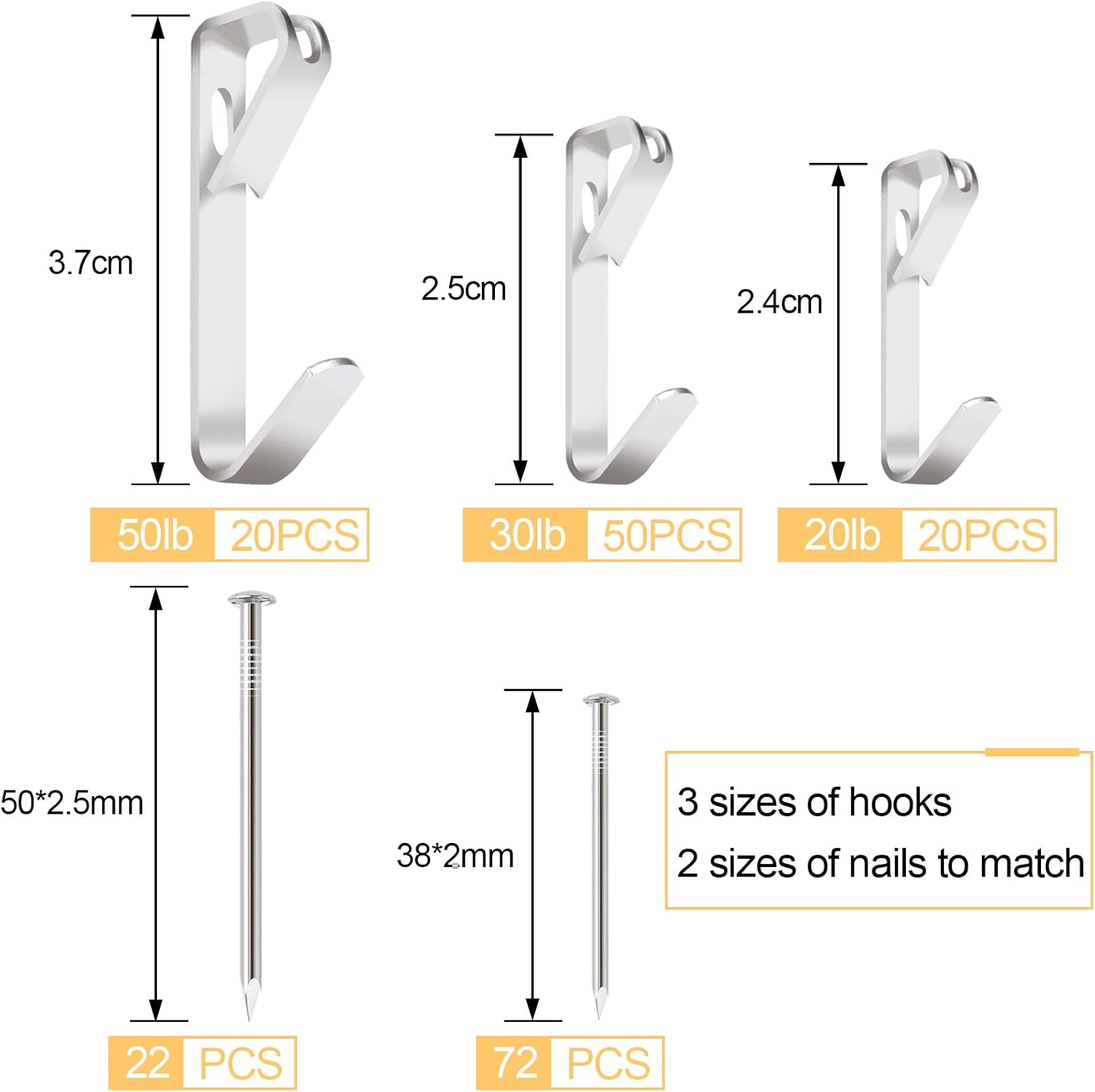 Detalle 2 de Romeda 14XKGG0003 Picture Hanging Kit with 20 lb, 30 lb, and 50 lb Hooks