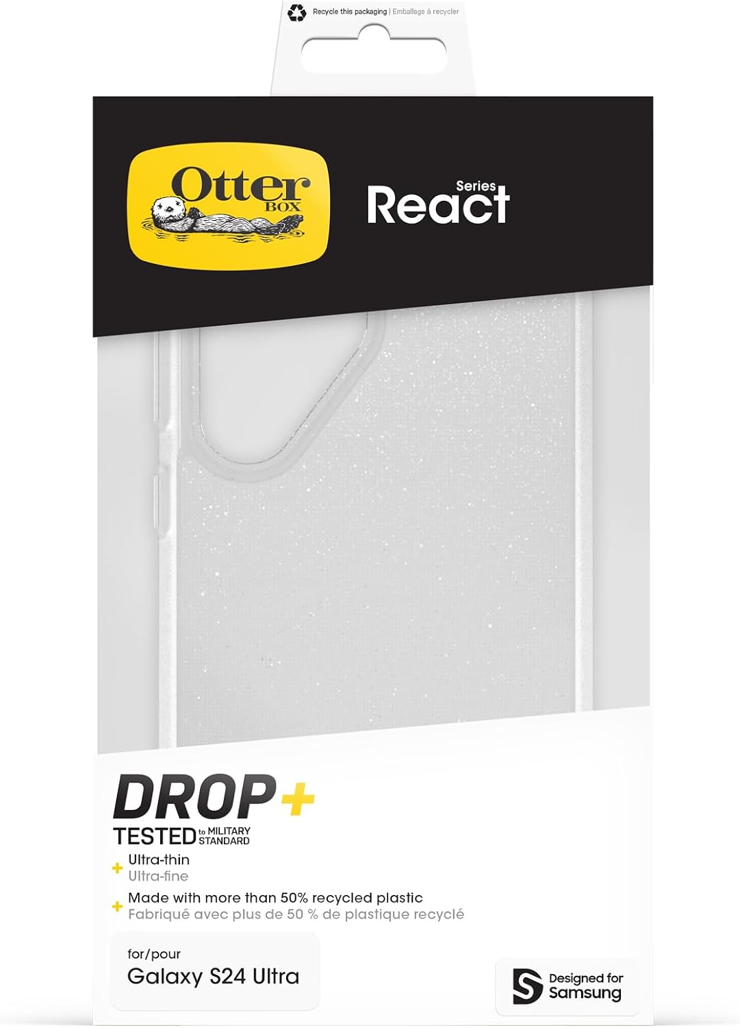 Detalle de OtterBox React Series pour Samsung Galaxy S24 Ultra : coque ultra-mince antichoc Stardust/Transparent