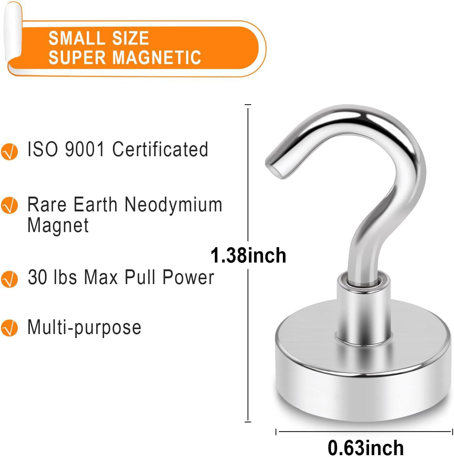 Detalle 2 de MIKEDE 15-Piece Magnetic Hooks, Silver Alloy Steel, Rust-Resistant