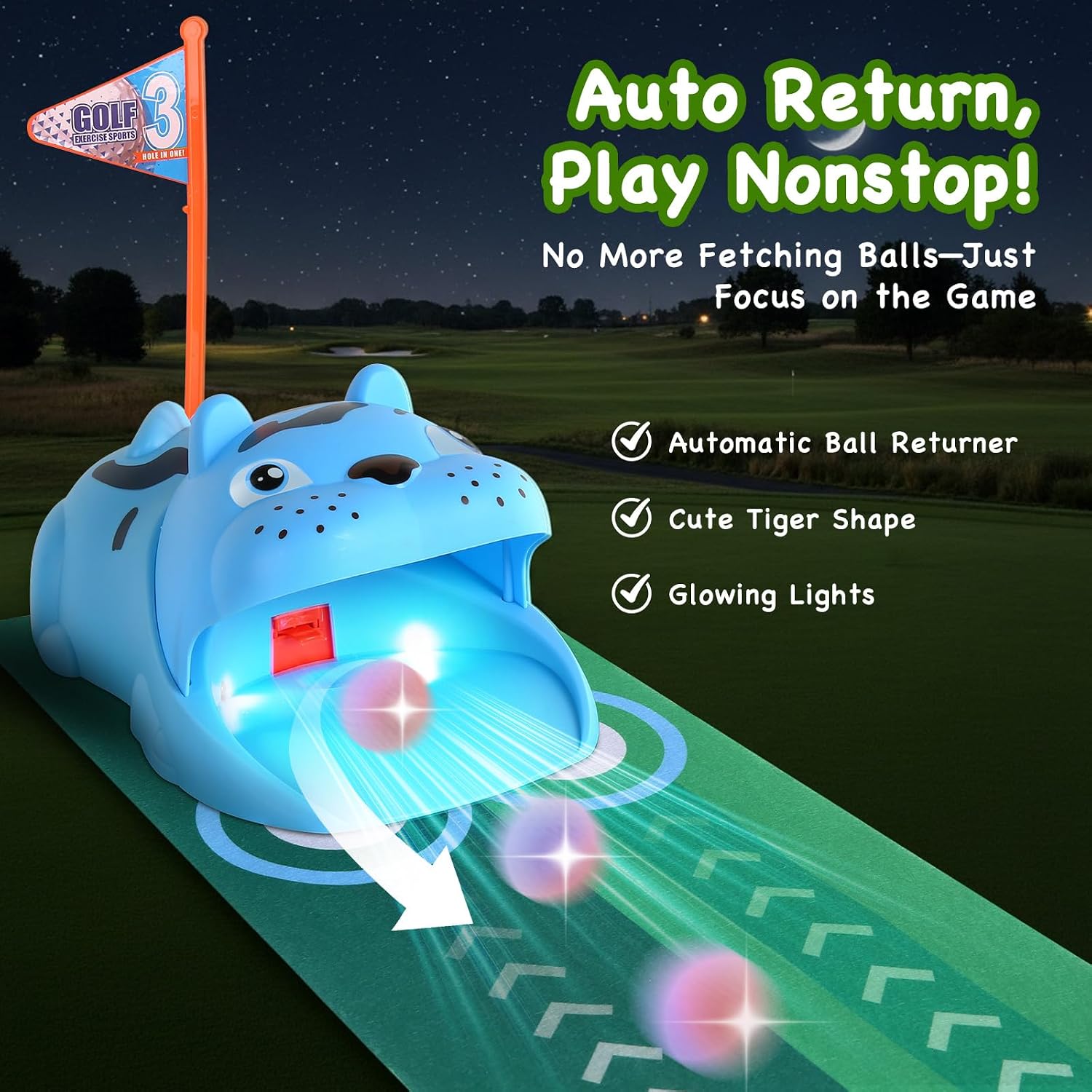 Thumbnail 1 de Upgraded Kids Golf Set with Tiger Returner
