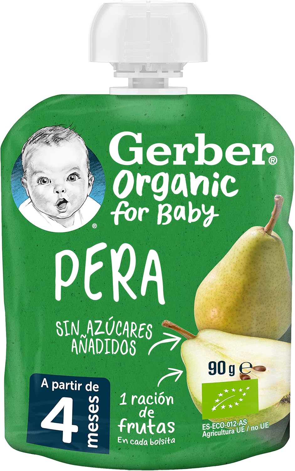Detalle 2 de GERBER Organic Pera, Bolsitas de Puré para Bebés 7x90g 🍐