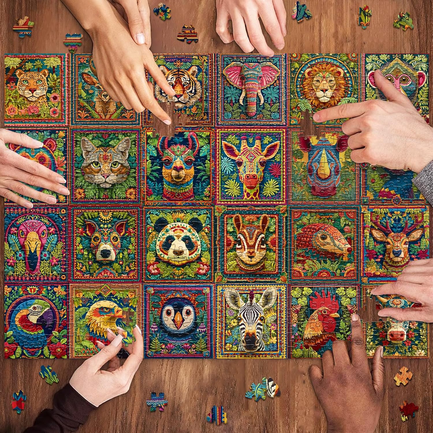 Detalle de HUADADA 1000 Piece Jigsaw Puzzle for Adults – Animal Group Portraits