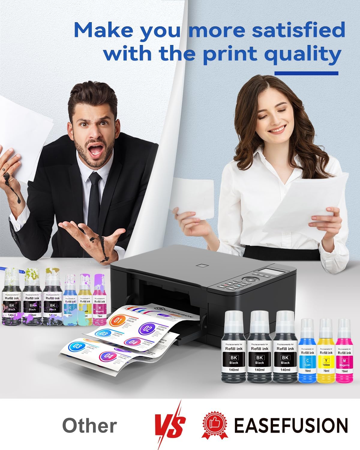 Detalle de EaseFusion V20 Ink Refill Bottles for Epson 502, 6-Pack, 3 Black + CMY
