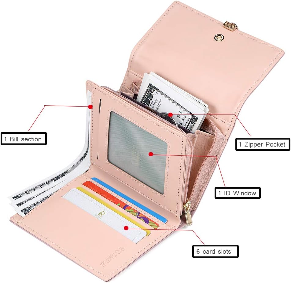 Thumbnail 1 de FT FUNTOR PU Leather Wallet for Women RFID Blocking Long Purse (S-Yellowish Brown)