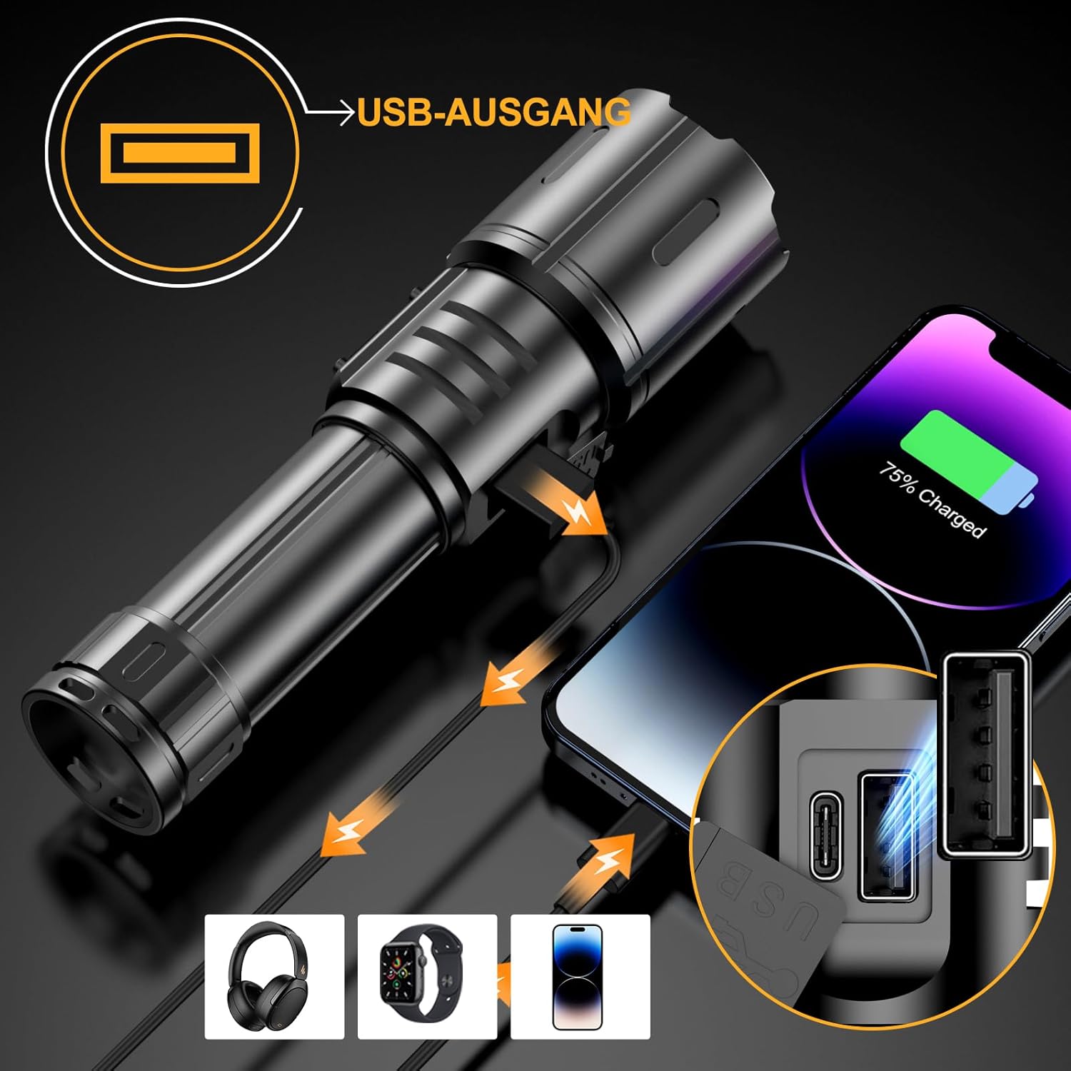 Thumbnail 6 de BEYSTE Taschenlampe LED 500000 Lumen