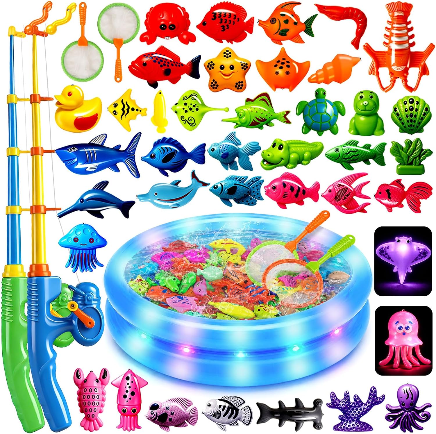 Detalle de Light Up Magnetic Fishing Toy Set 2026 Upgrade – 44 Pieces