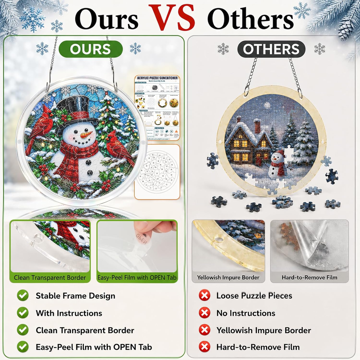 Thumbnail 6 de Bigwish Winter Snowman 9.8-Inch Acrylic Puzzle Suncatcher, 43 Pieces