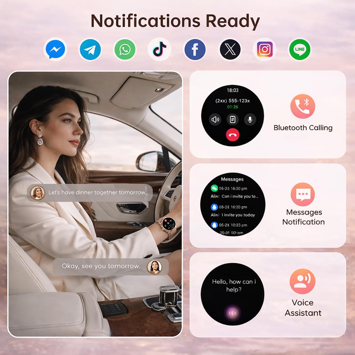 Thumbnail 2 de Smart Watch for Women: 1.27" HD Round Display, Bluetooth Calling & 120+ Sports Modes (Rose Gold)