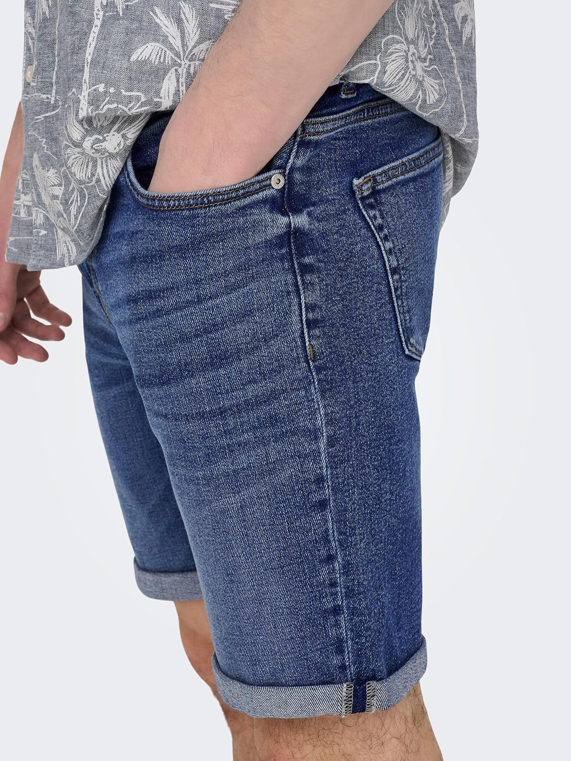 Detalle de Herren O&S Denim Capri Shorts 3/4 Bermuda – Jeans-Shorts für Sommerfreizeit von ONSPLY