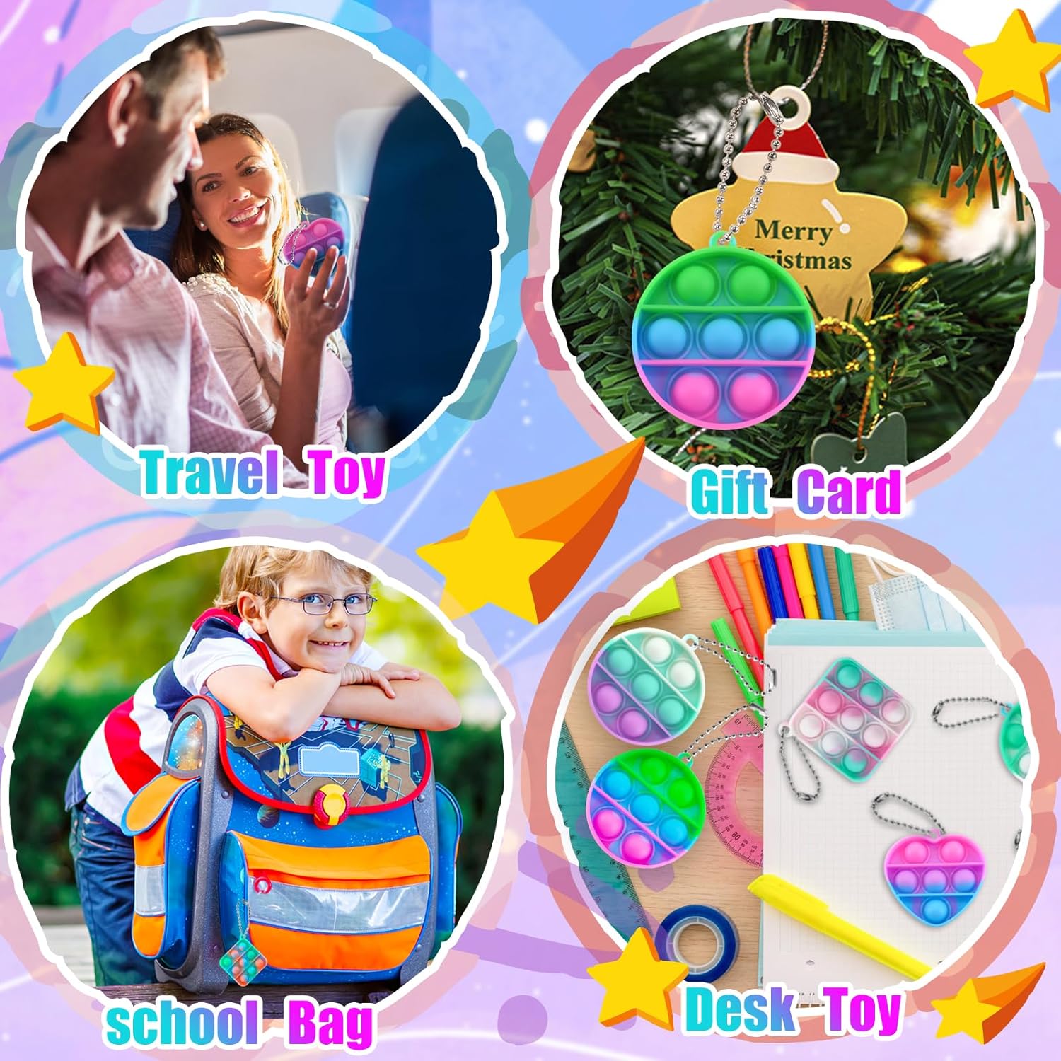 Detalle 2 de TOANWOD 30PCS party bag pop bubbles keyrings