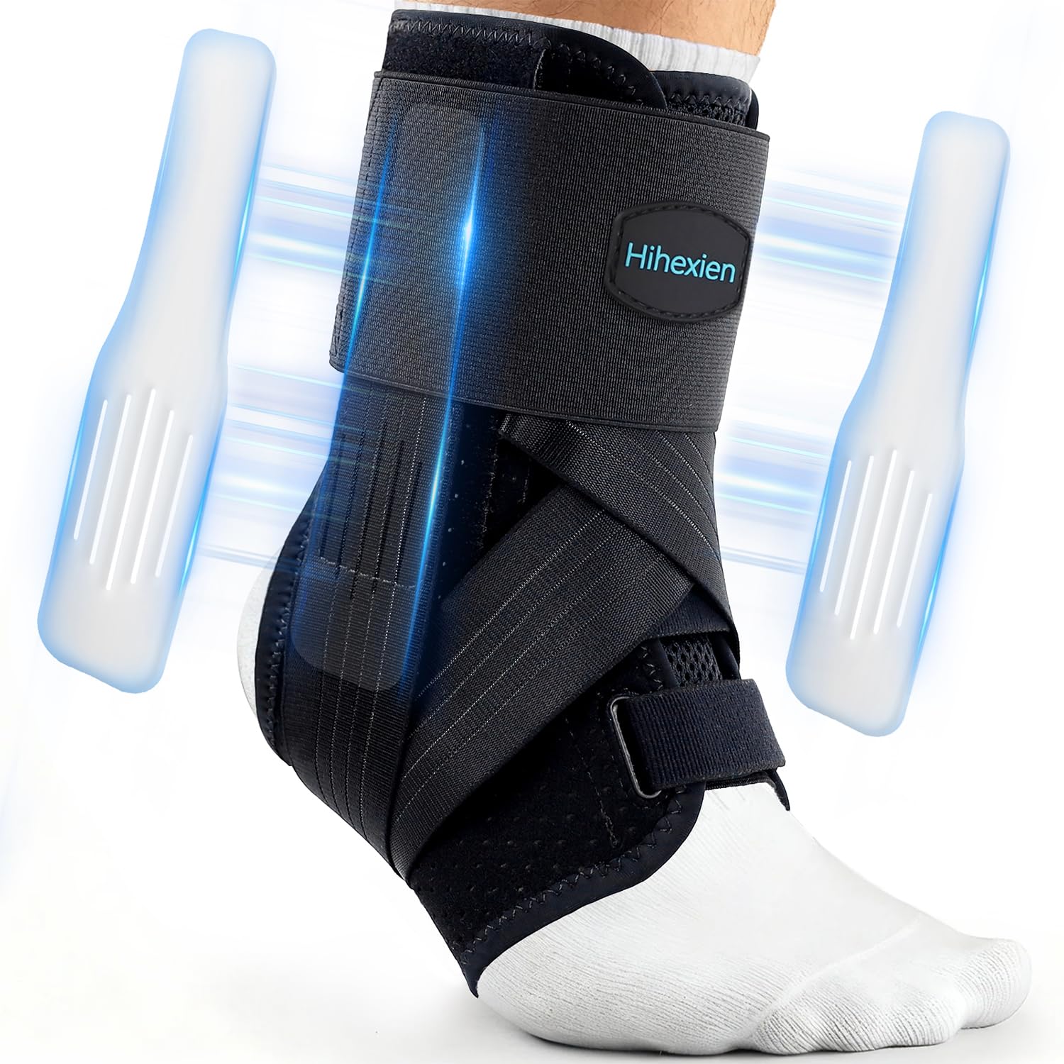 Detalle de HiheXien Medium Ankle Brace with Adjustable Straps and Removable Side Splints