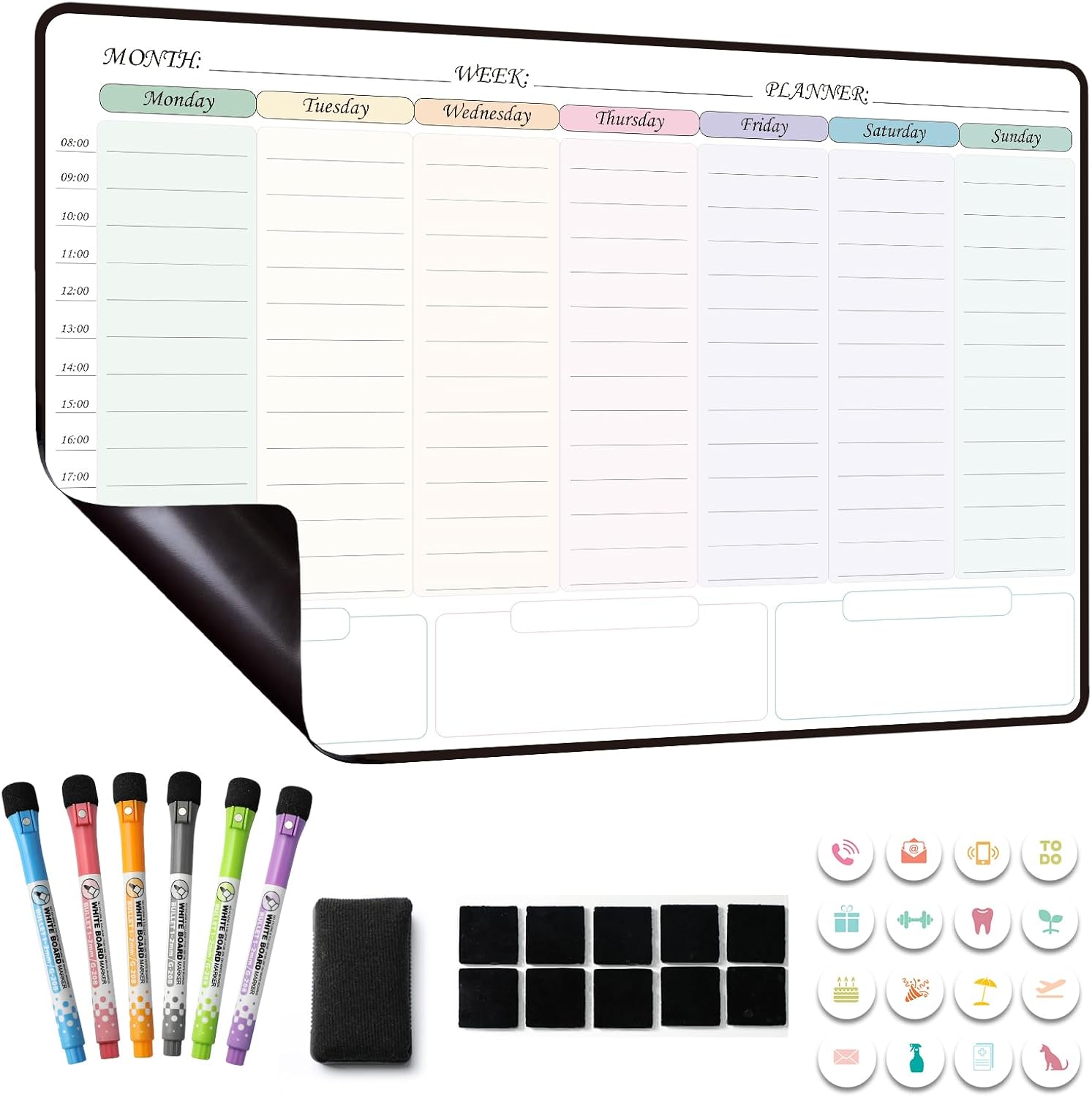 Thumbnail 6 de MCCORL Magnetic Fridge Whiteboard Calendar (Weekly/Monthly Planner) for family reminders