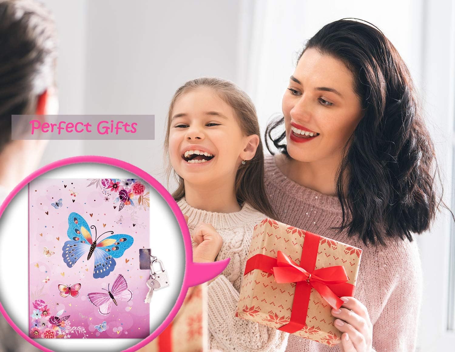 Thumbnail 4 de GINMLYDA Girls’ Butterfly Diary with Lock, 160 Lined Pages