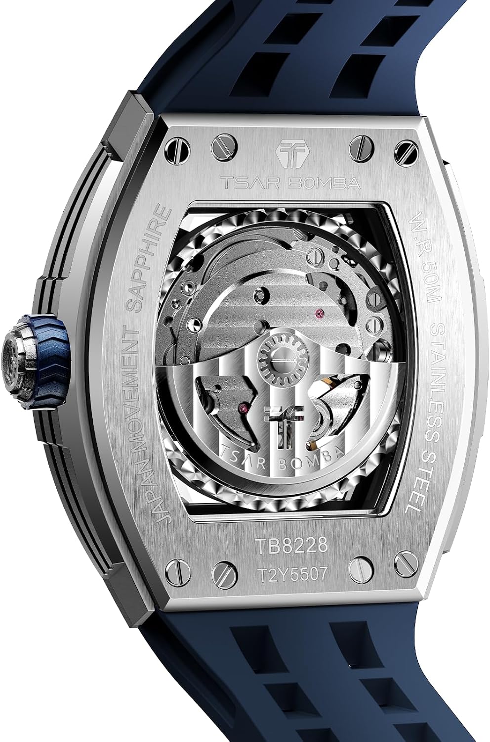 Detalle de TSAR BOMBA Montre automatique homme squelette tonneau étanche 50 m