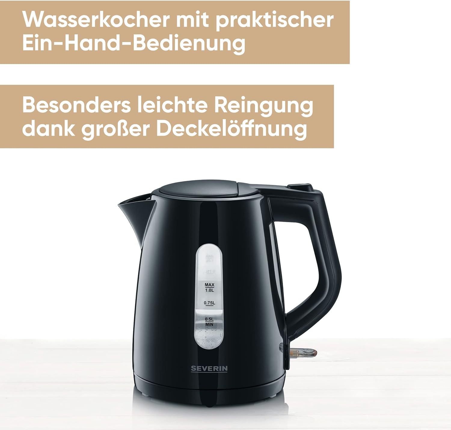 Thumbnail 1 de SEVERIN Wasserkocher WK 3410 – kabellos, 1,0 L, 2200 W, schwarz