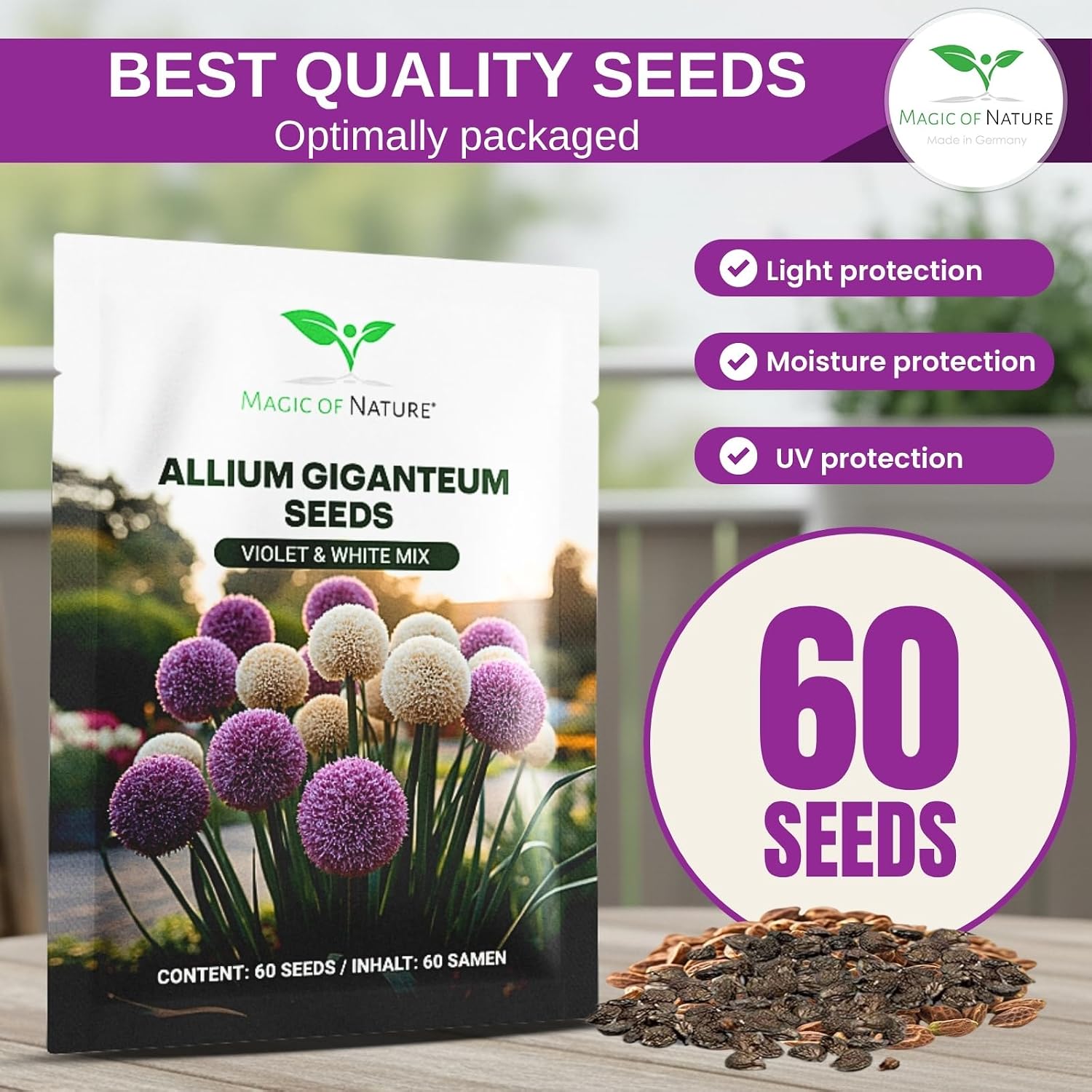 Thumbnail 2 de Magic of Nature Allium giganteum reuzen-sierui zaden, mix in paars en wit