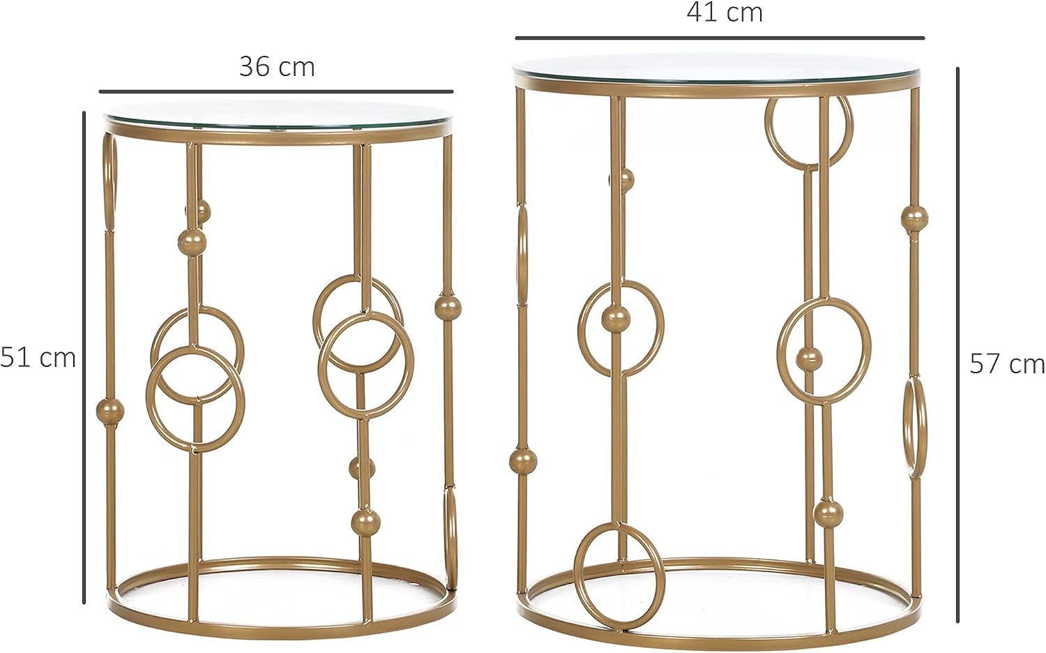 Thumbnail 2 de HOMCOM Tables gigognes art déco Ø41 Ø36 cm