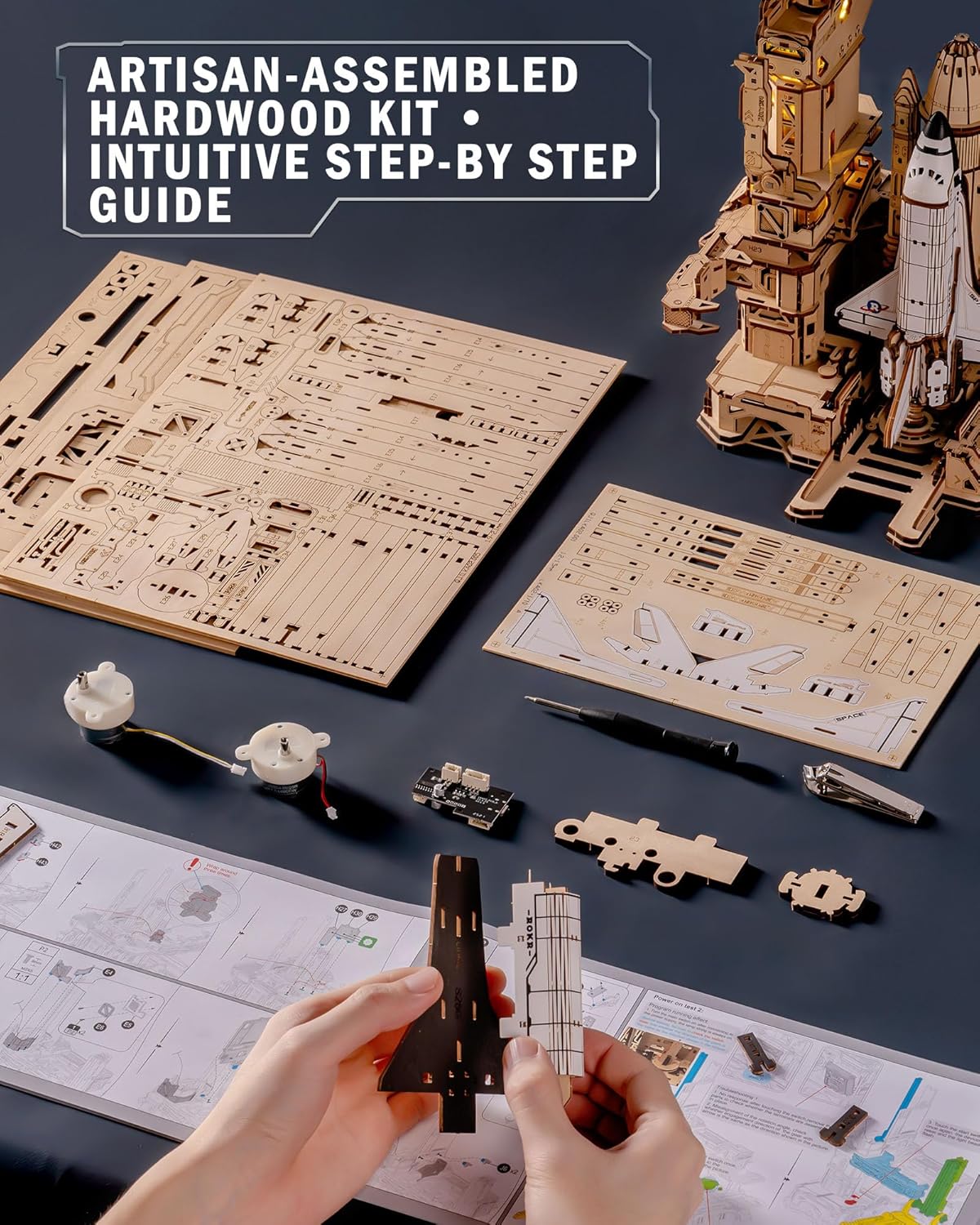 Thumbnail 5 de ROKR LKA02 Space Shuttle 3D Wooden Puzzle 🧩