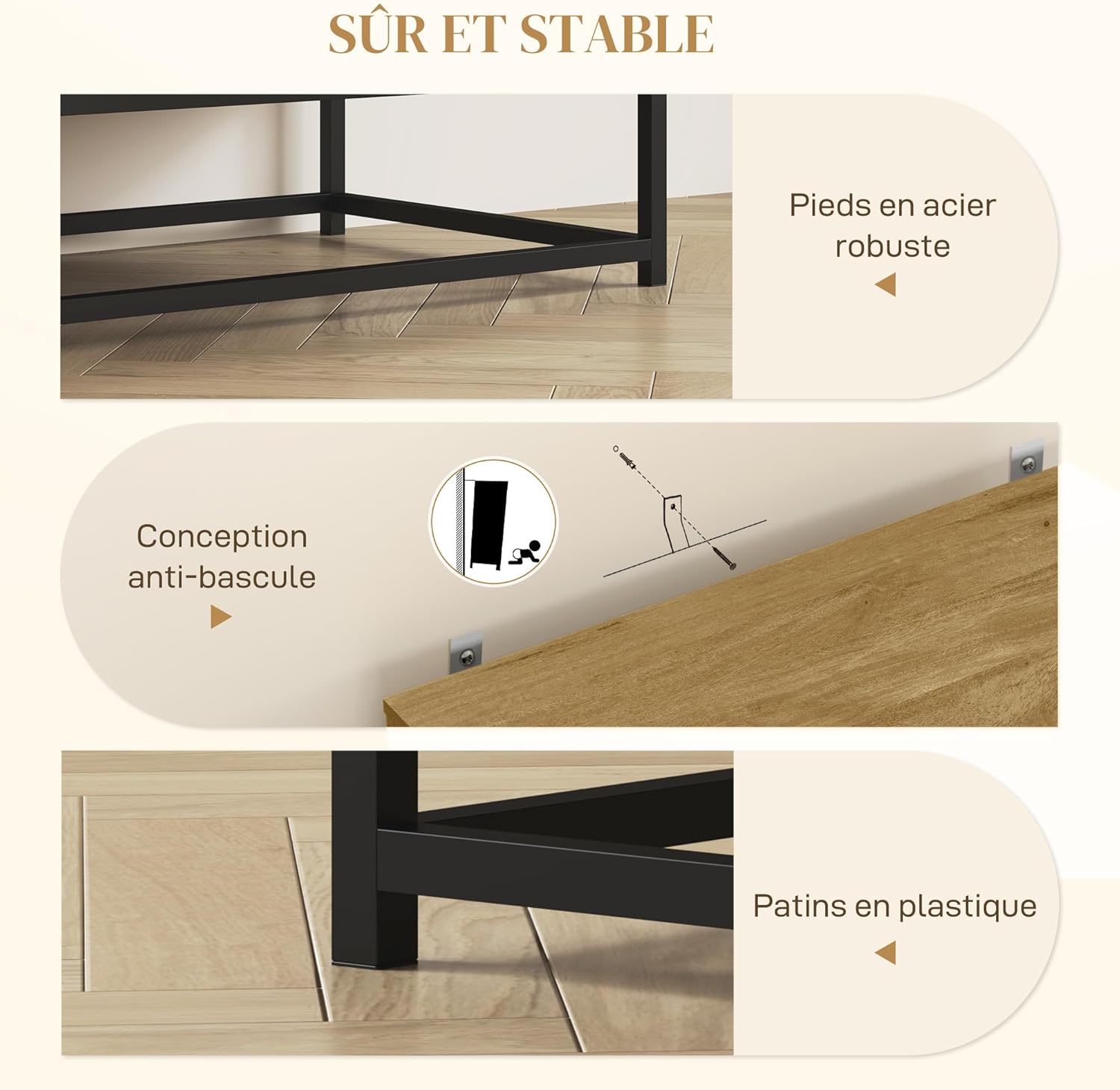 Thumbnail 4 de HOMCOM Buffet Salon de Rangement Moderne avec Placard à 2 Portes – 80 x 40 x 78 cm, Bois Naturel