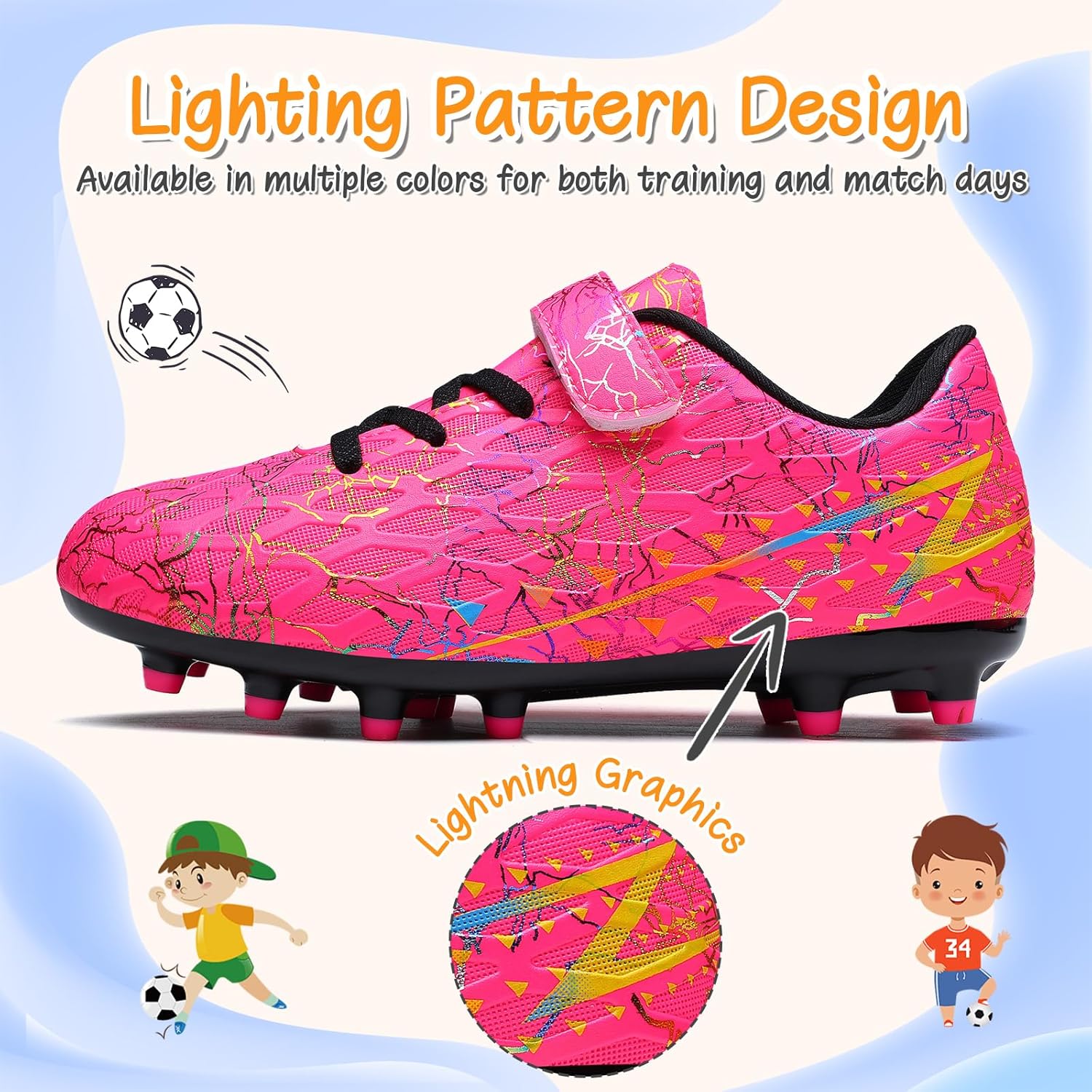Detalle de Boys Football Boots Shoes for Kids and Teens – FG/AG Soccer Training Shoes