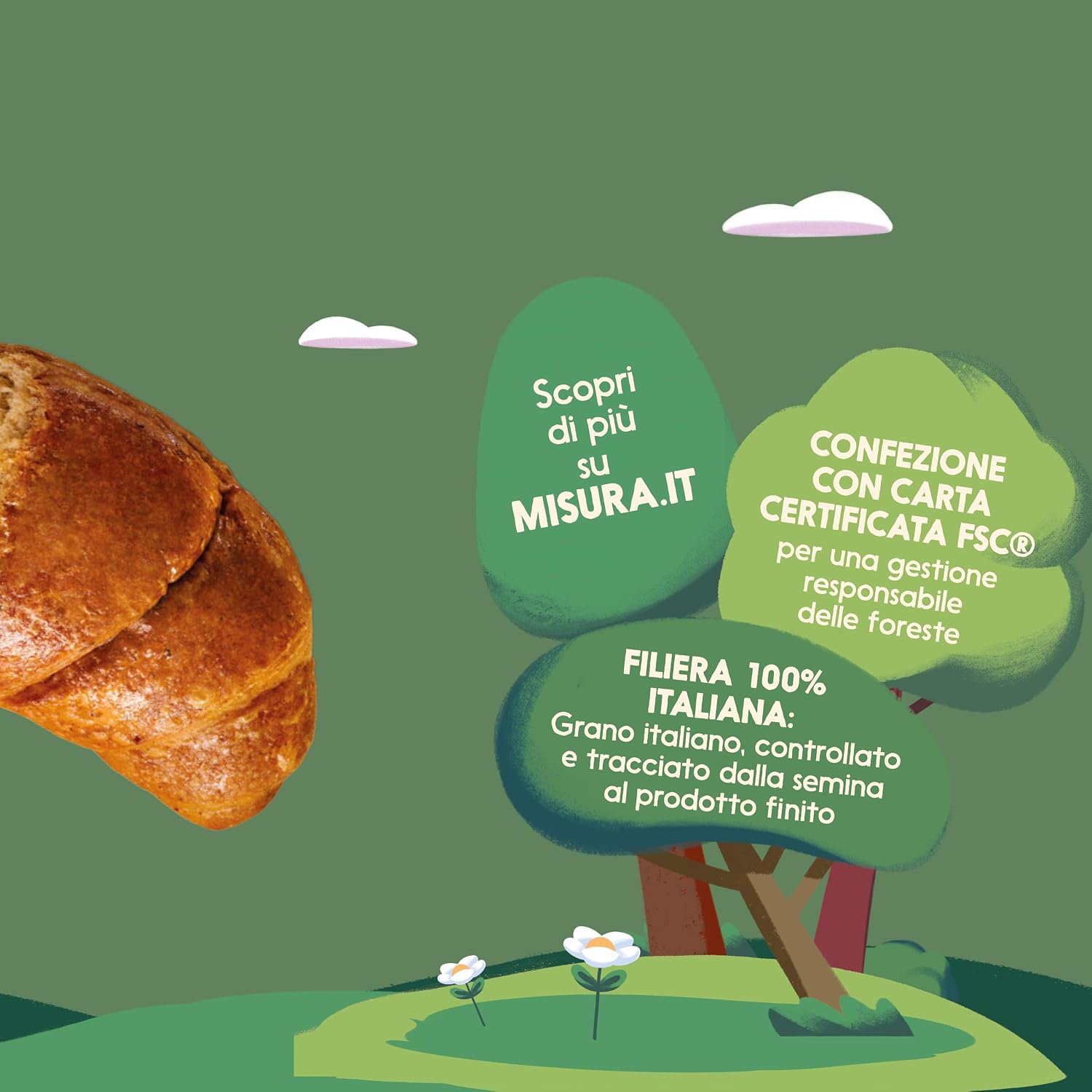 Detalle 2 de Misura Naturìcca Cornetti Sciroppo d’Acero e Cereali – Lievitati naturalmente, Plant Based