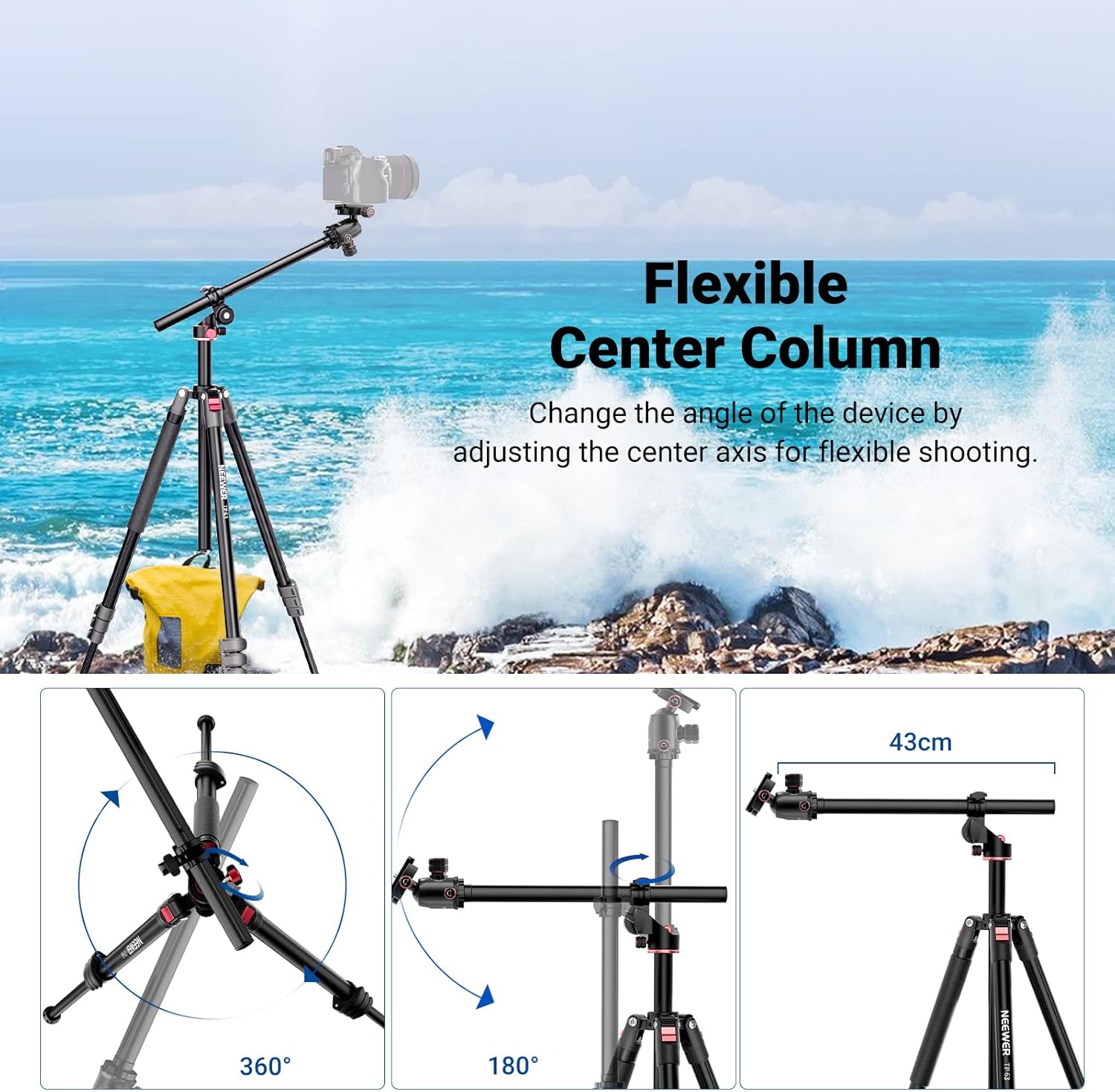 Detalle 2 de NEEWER TP63 90-inch DSLR tripod with ball head