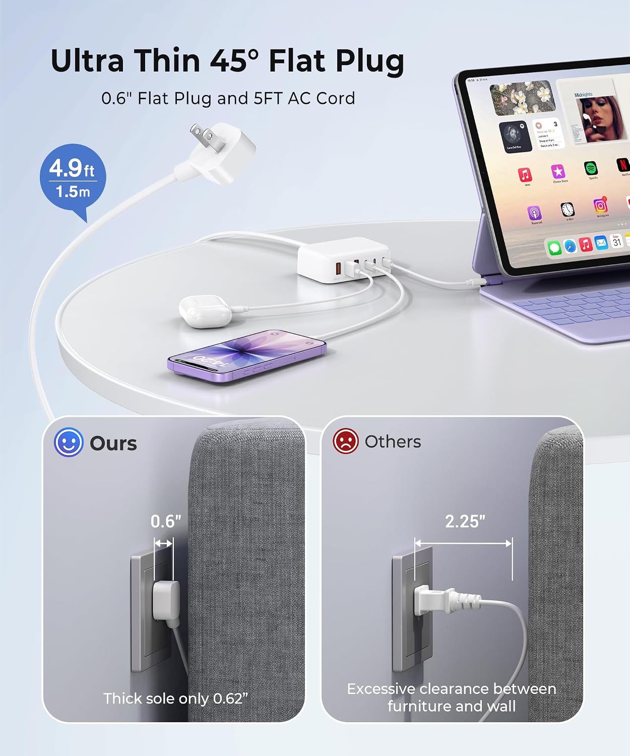 Thumbnail 6 de BREEKET 140W 6-Port GaN USB Charging Station with 3 USB-C and 3 USB-A Ports