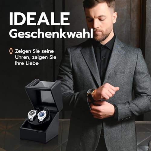Thumbnail 7 de Tolesum Uhrenbeweger 2 Uhren für Automatikuhren – leisem Motor, USB-C Brückenkabel-System, Edles PU-Leder Schwarz