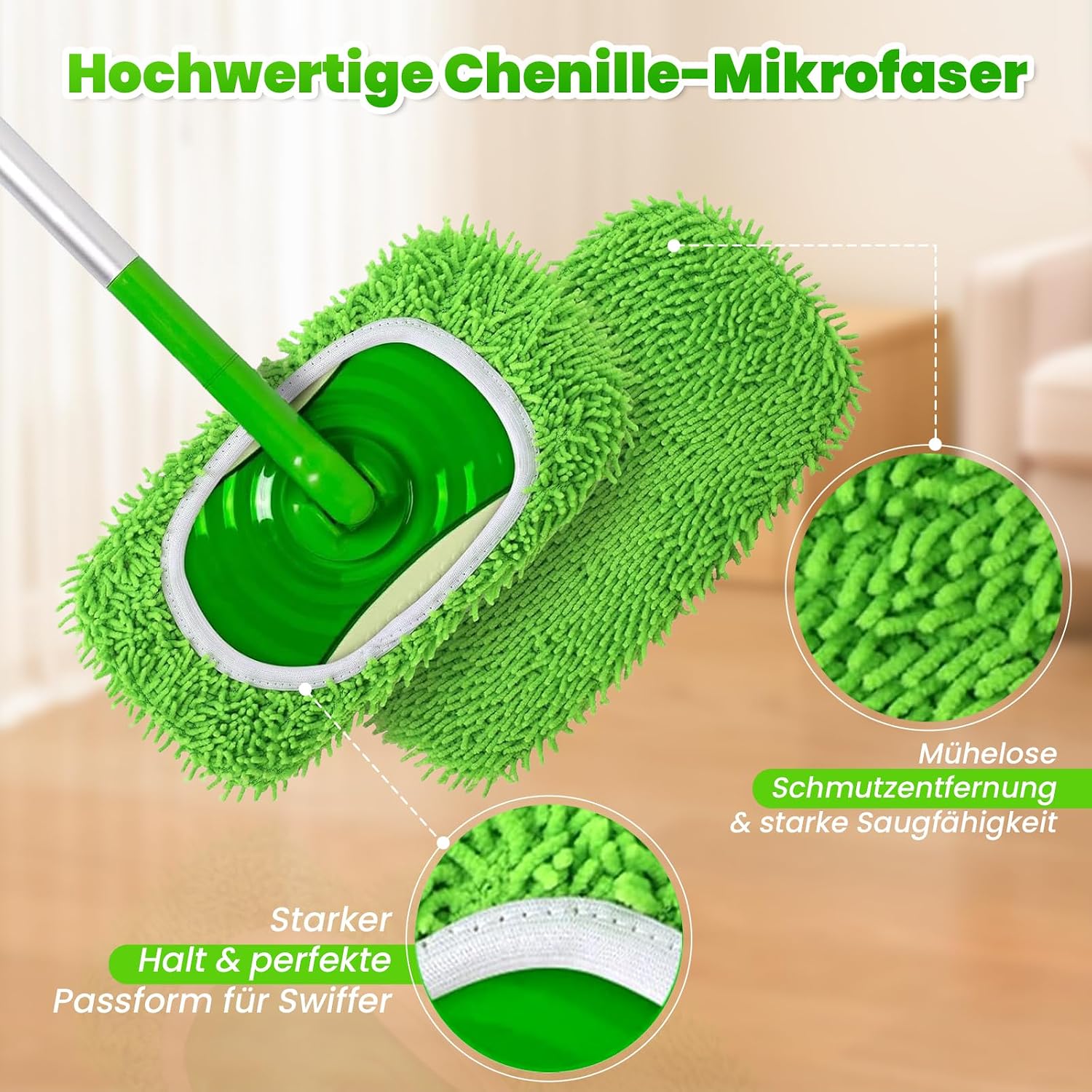 Thumbnail 2 de ZWQO moppdukar för Swiffer, 6-pack i återanvändbar mikrofiberchenille