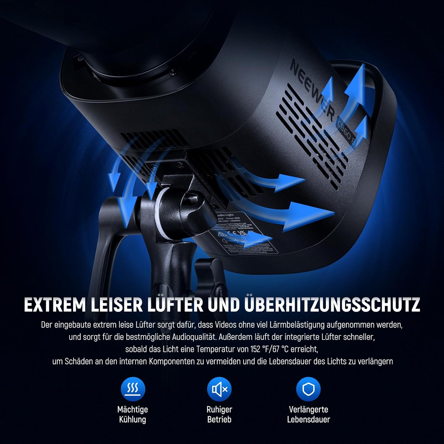 Thumbnail 5 de NEEWER CB60B 70W LED Videoleuchte: 2,4G Funk- & App-Steuerung, 2700–6500K, CRI 97+