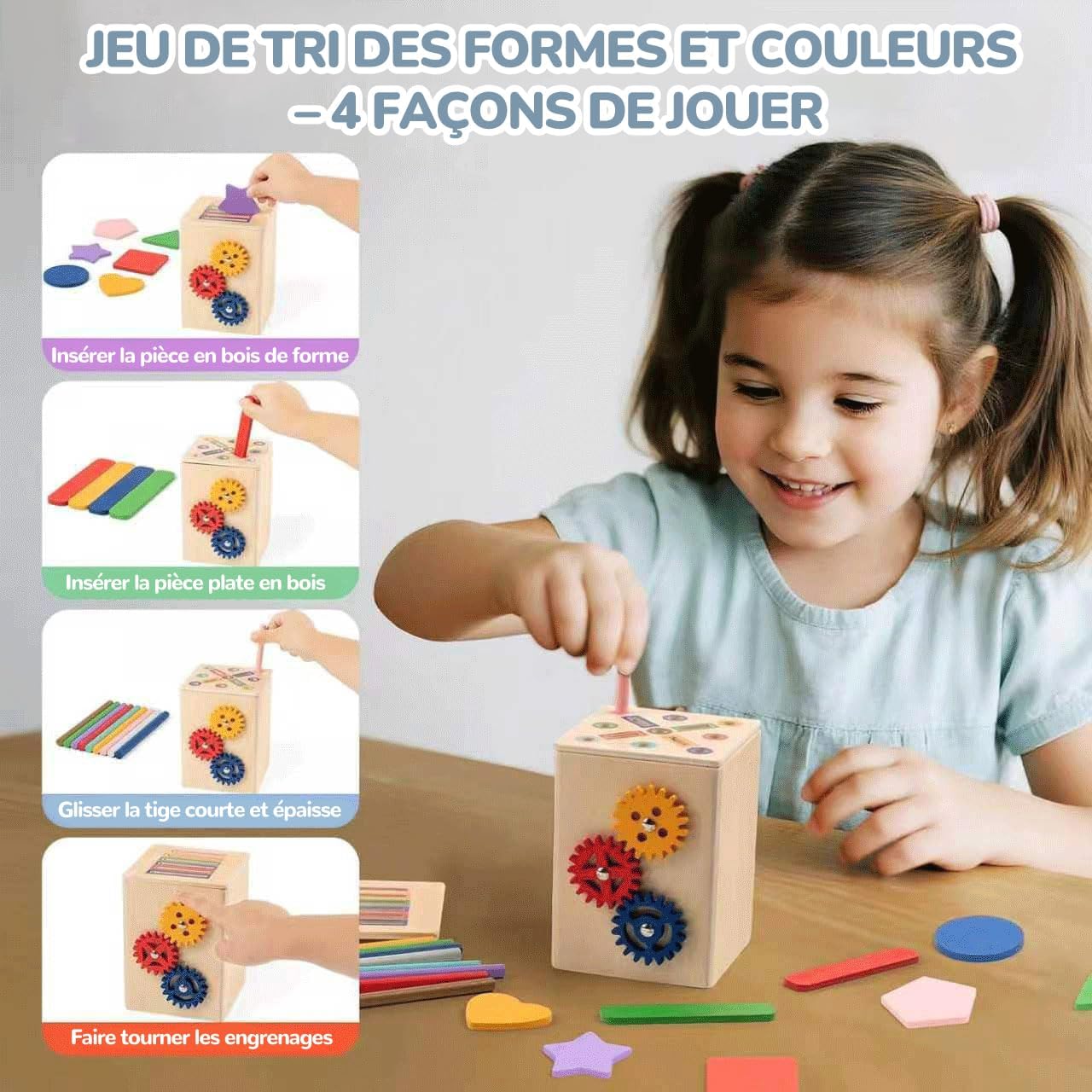 Thumbnail 2 de FMSKS Jeux Montessori — Jouet en bois pour apprendre les couleurs et les formes