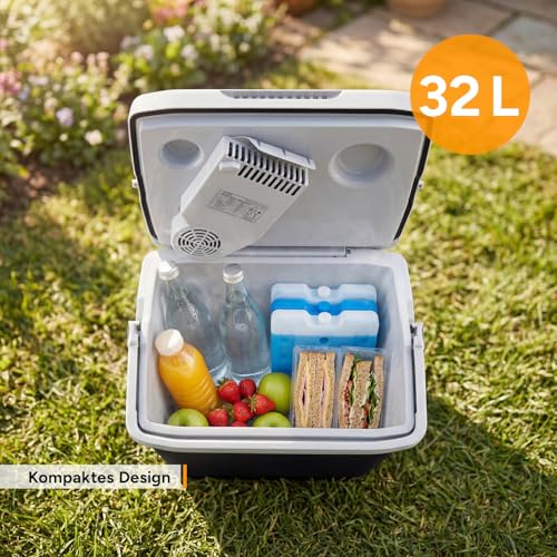 Thumbnail 3 de TZS First Austria Thermoelektrische Kühlbox 32L – 18°C Kühlleistung, 230V/12V/USB-C PD 3.0 – Mobile Minibar für Auto & Camping, Schwarz/Grau