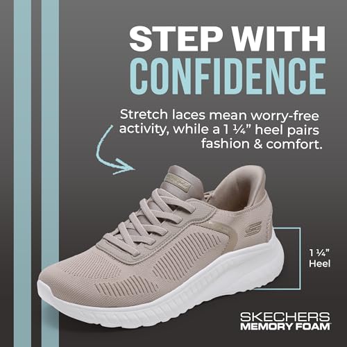 Detalle de Skechers Femme Bobs Squad Chaos Current Muse Slip-In ENTRAINEUSE — Taupe Textile, 38 EU
